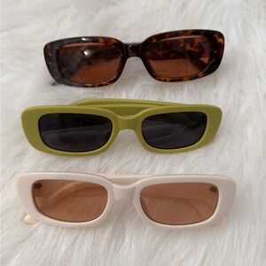 3 Piece Retro 90’s Rectangle Sunglasses